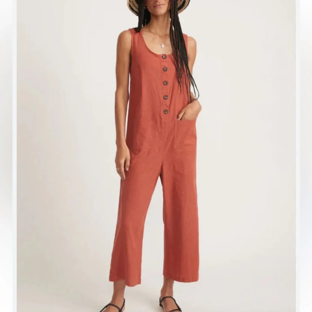 Marine Layer Sydney Button Front Jumpsuit - S - Picture 1 of 10